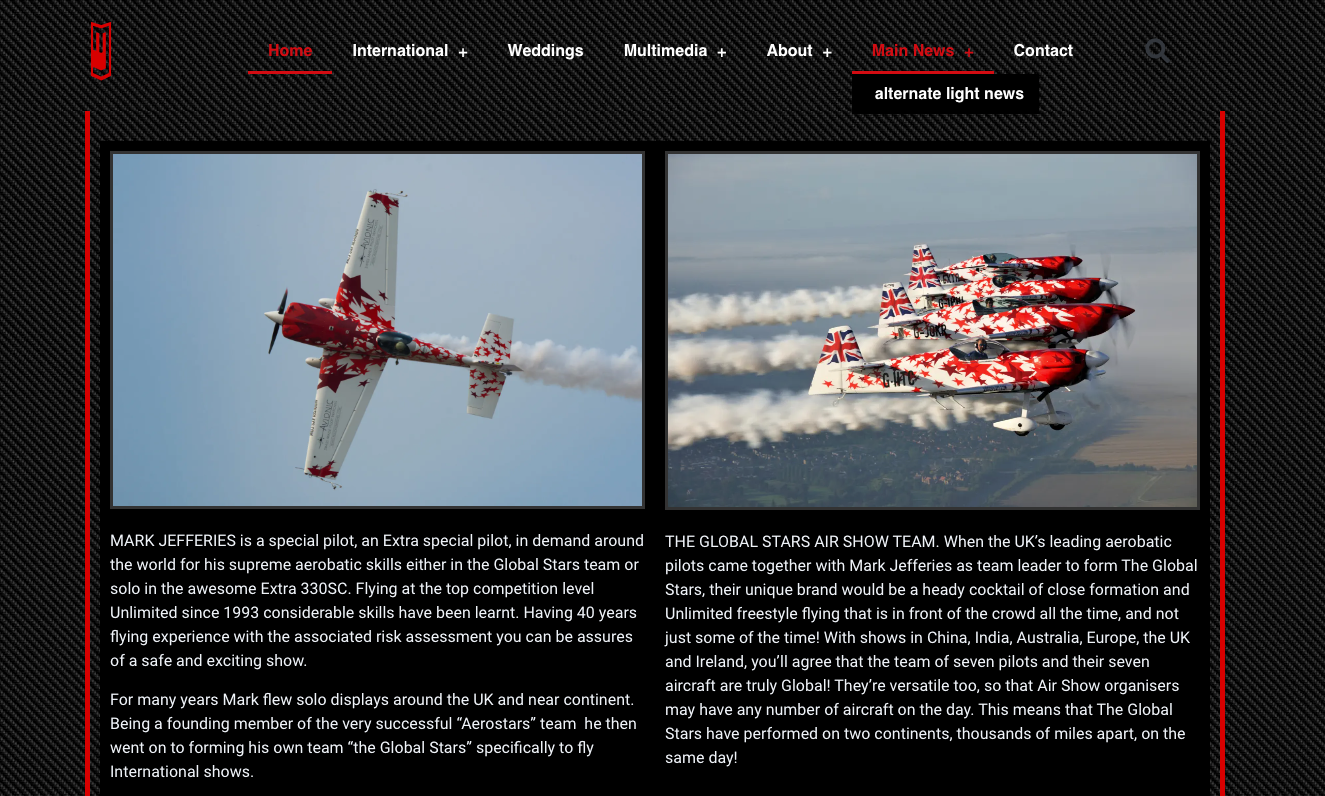 Mark Jefferies Airdisplays website