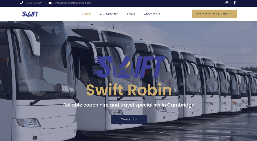Swift Robin coach hire website