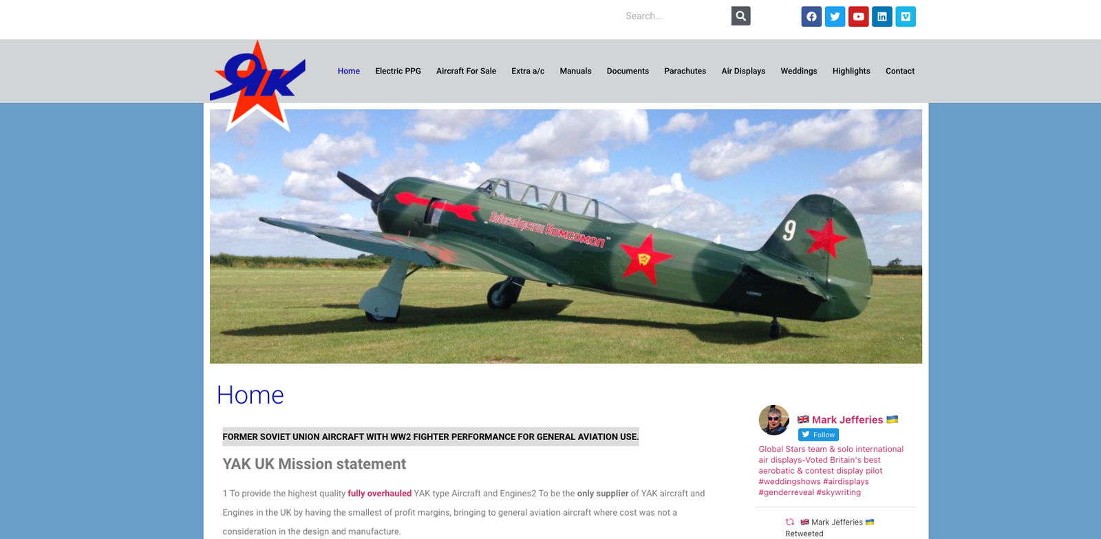 YakUK aircraft dealer website